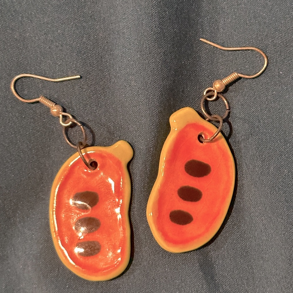 Pawpaw fruit ceramic earrings